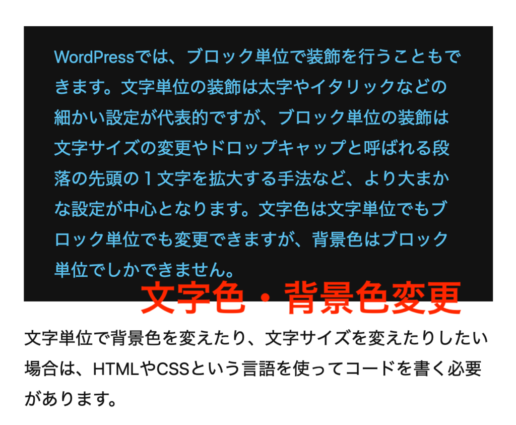 文字色と背景色を変更した後