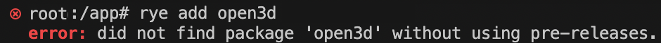 rye add open3d で発生するエラー